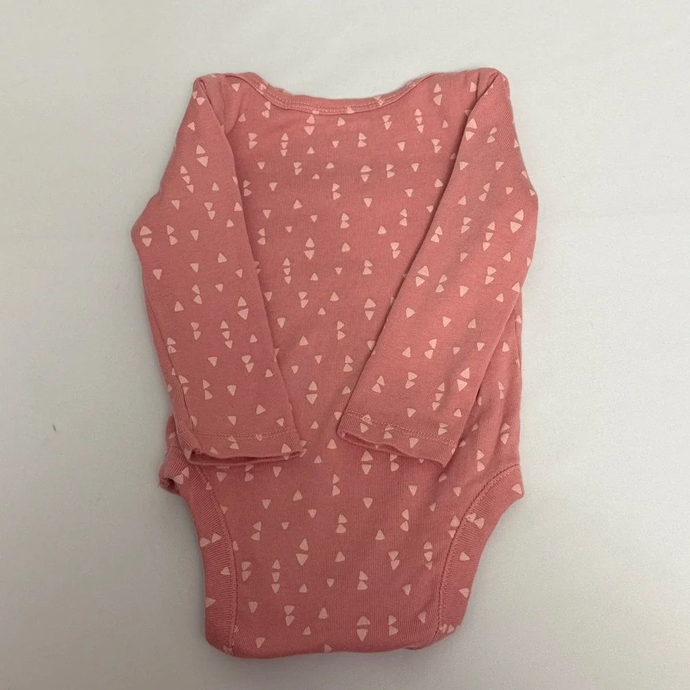 Old Navy Baby Girl‎ Long Sleeve Bodysuit Set 2PK Pink Geometric Solid 3-6M